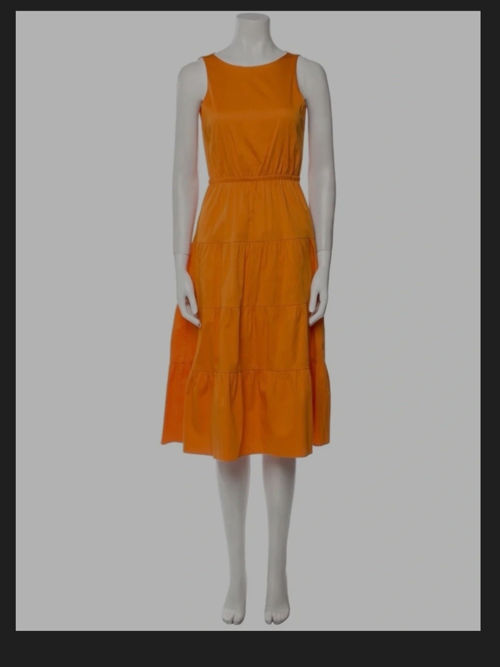 Alice + Olivia Bright Orange Backless Tiered Midi Dress